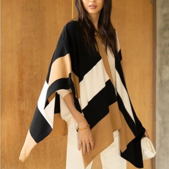 Parrish LA Colorblocked Poncho/Wrap - NWT! - Picture 1 of 8
